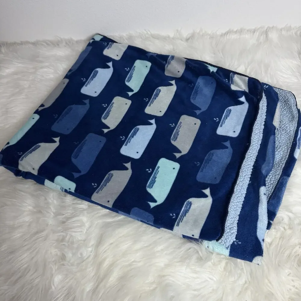 Cloud Island Whale Fish Blue Sherpa Baby Blanket Security Lovey Nautical Target